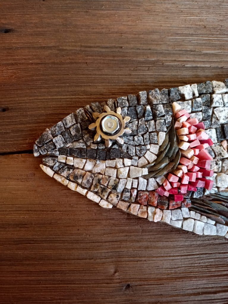 Trucha arco iris - Técnica mosaico contemporáneo